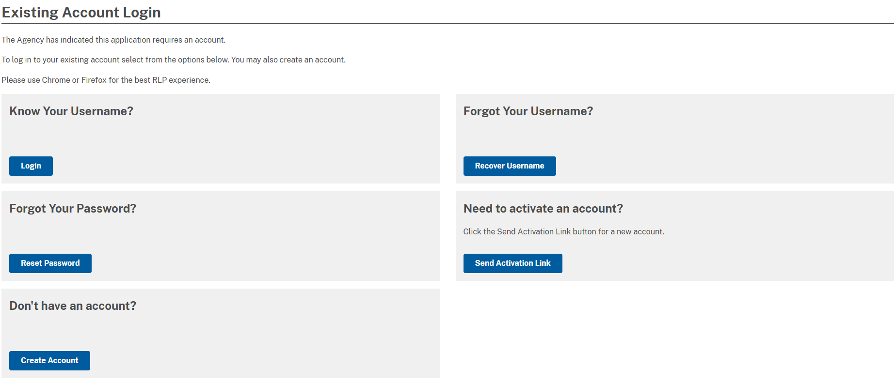 Image of the login screen of the licensing system that includes account recovery options